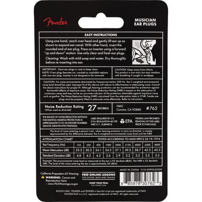 TAPONES PARA OIDOS FENDER MUSICIAN SERIES NEGRO