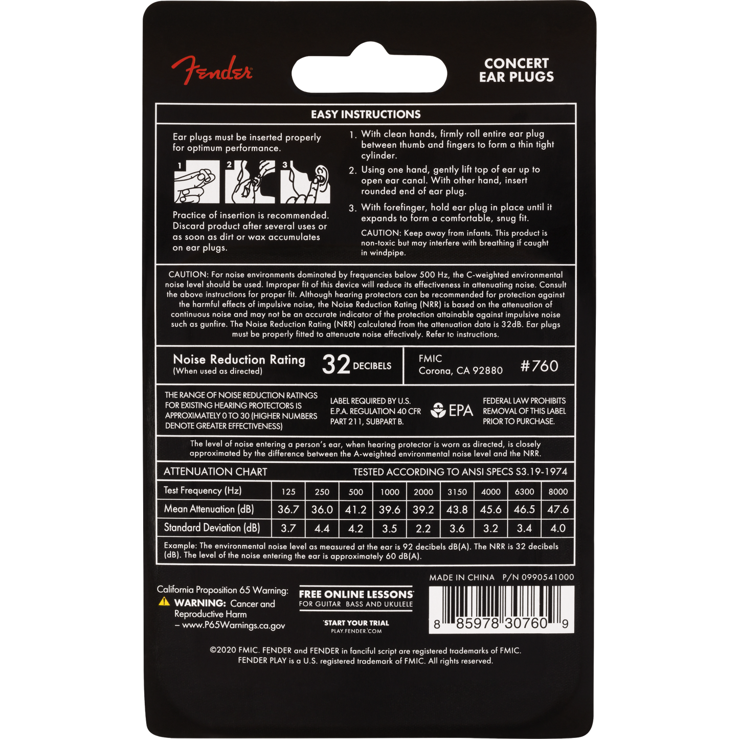 TAPONES DE OIDOS FENDER CONCERT EAR JUEGO