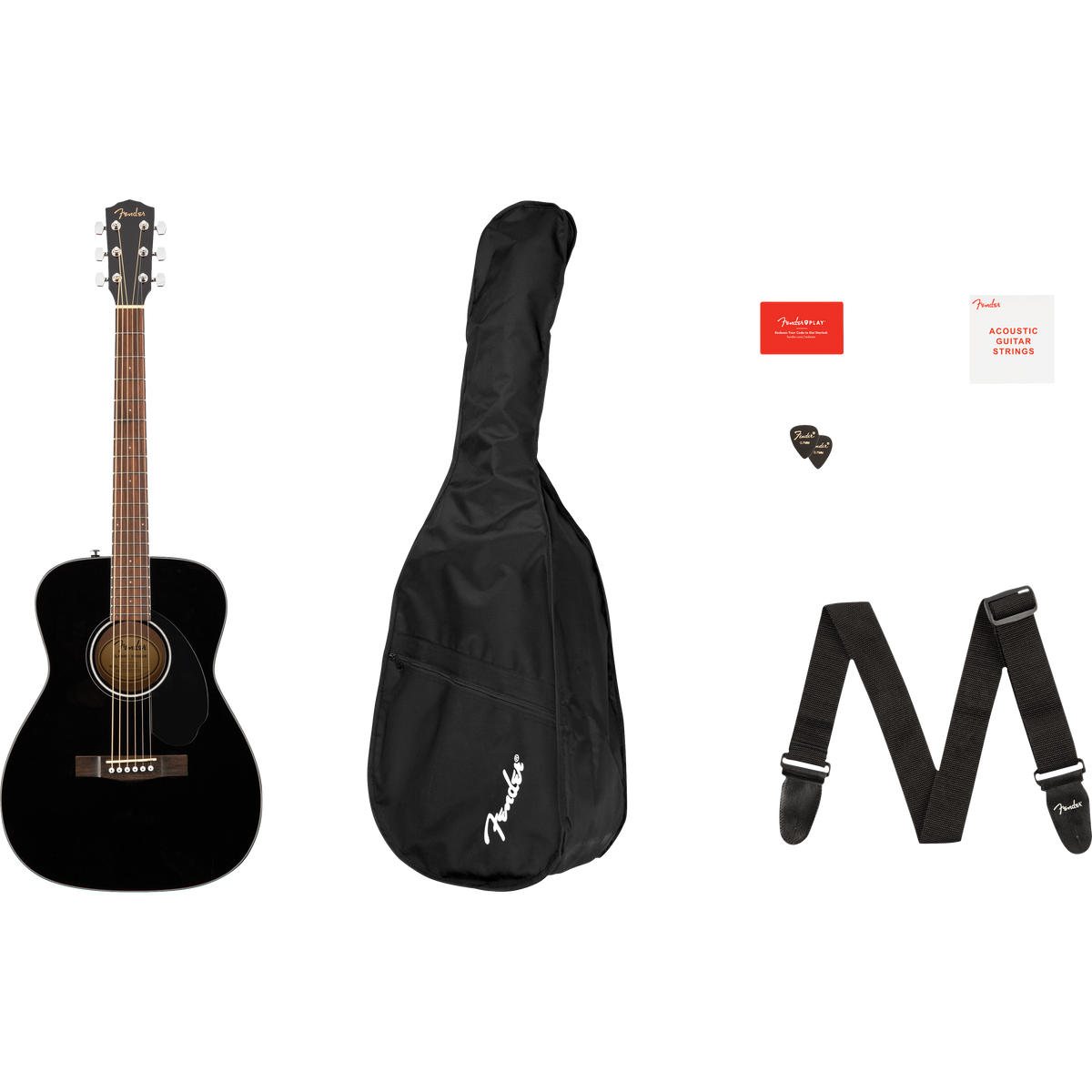 GUITARRA ACUSTICA FENDER CONCERT PACK NEGRA