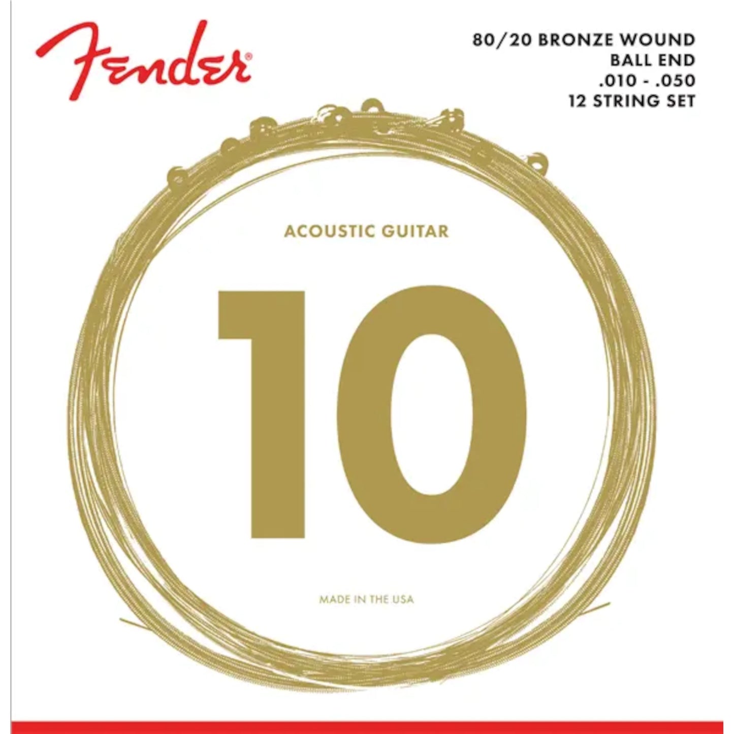 ENCORDADURA GUITARAR FENDER ACOUSTIC BRONZE .10-.050 12 CUERDAS