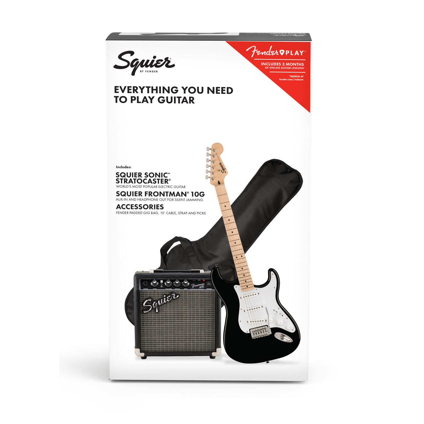 GUITARRA ELECTRICA FENDER SQUIER SONIC STRATOCASTER PACK COLOR NEGRO