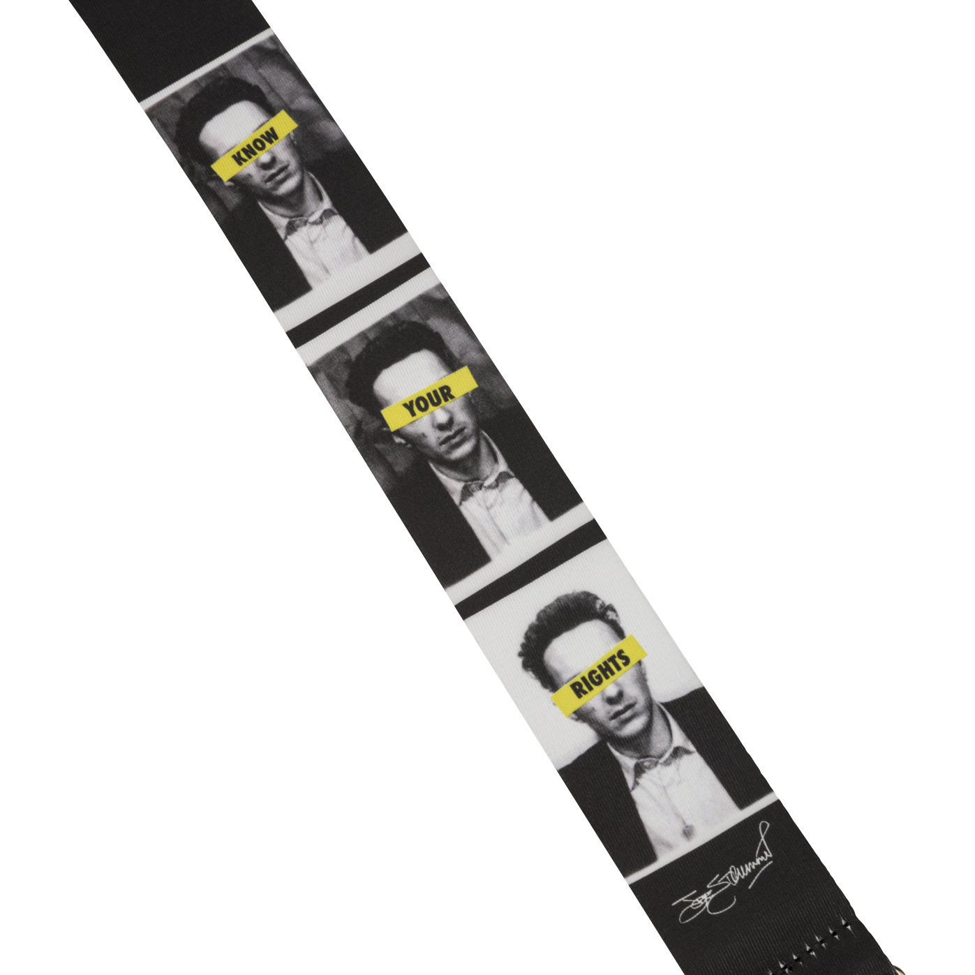 TAHALI FENDER 2" STRUMMER KNOW YOUR RIGHTS NEGRO/BLANCO