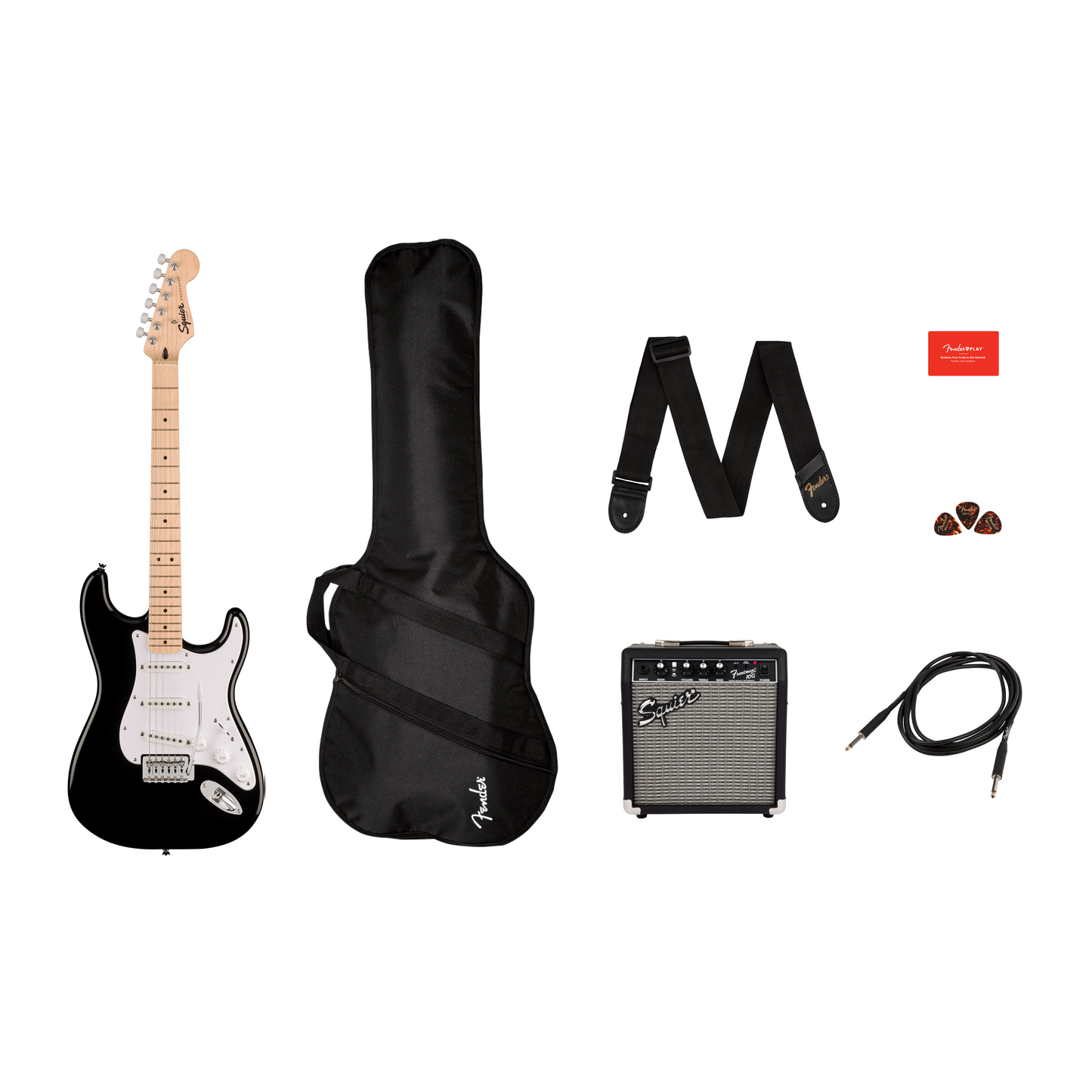 GUITARRA ELECTRICA FENDER SQUIER SONIC STRATOCASTER PACK COLOR NEGRO