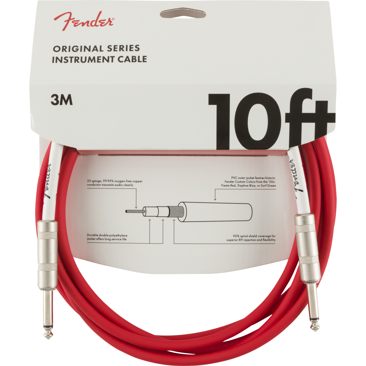 CABLE INSTRUMENTO FENDER ROJO 3 MTS